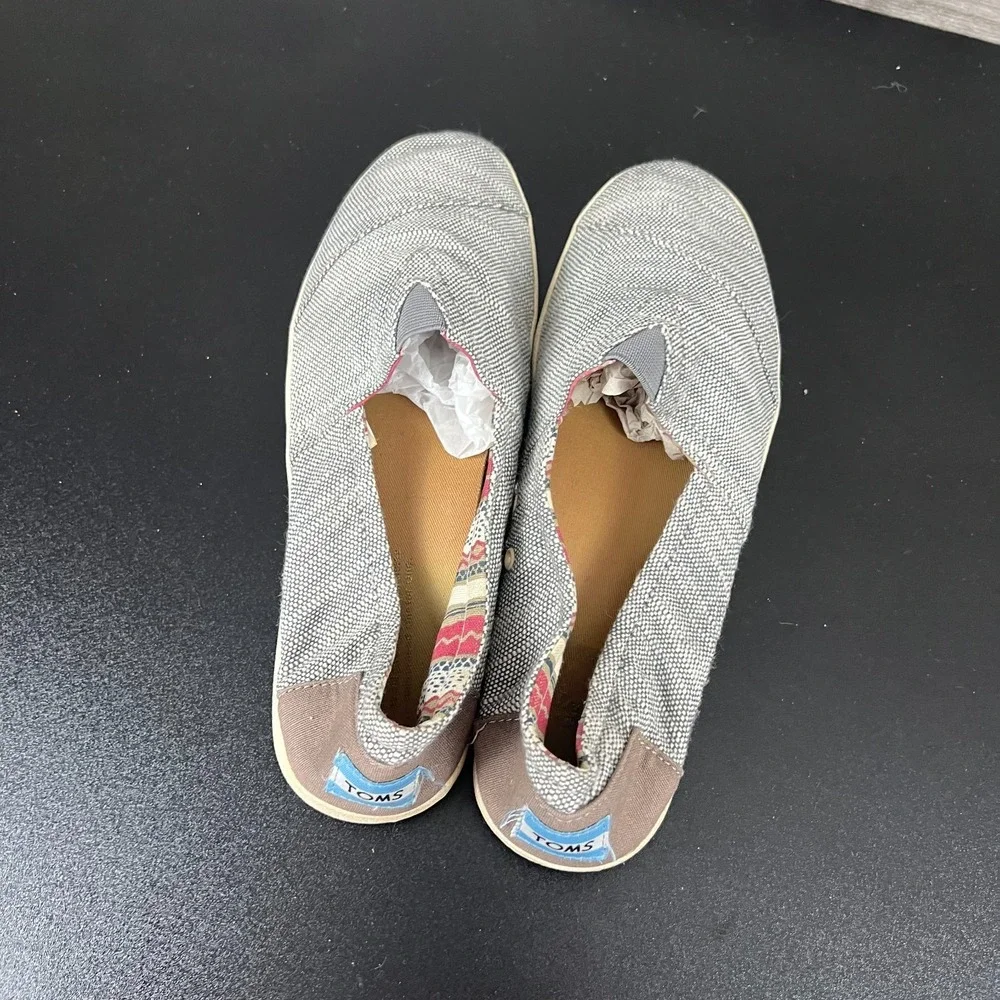 Toms Slip-On‎ Shoes Womens Size 8.5 Grayish Blue Textured Comfort Causal Beachy